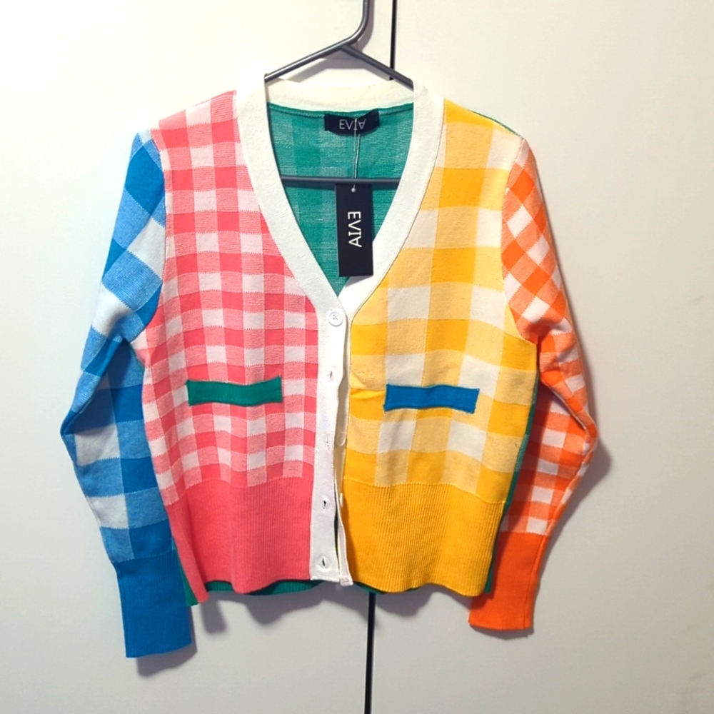 EVIA Gingham Cardigan XL